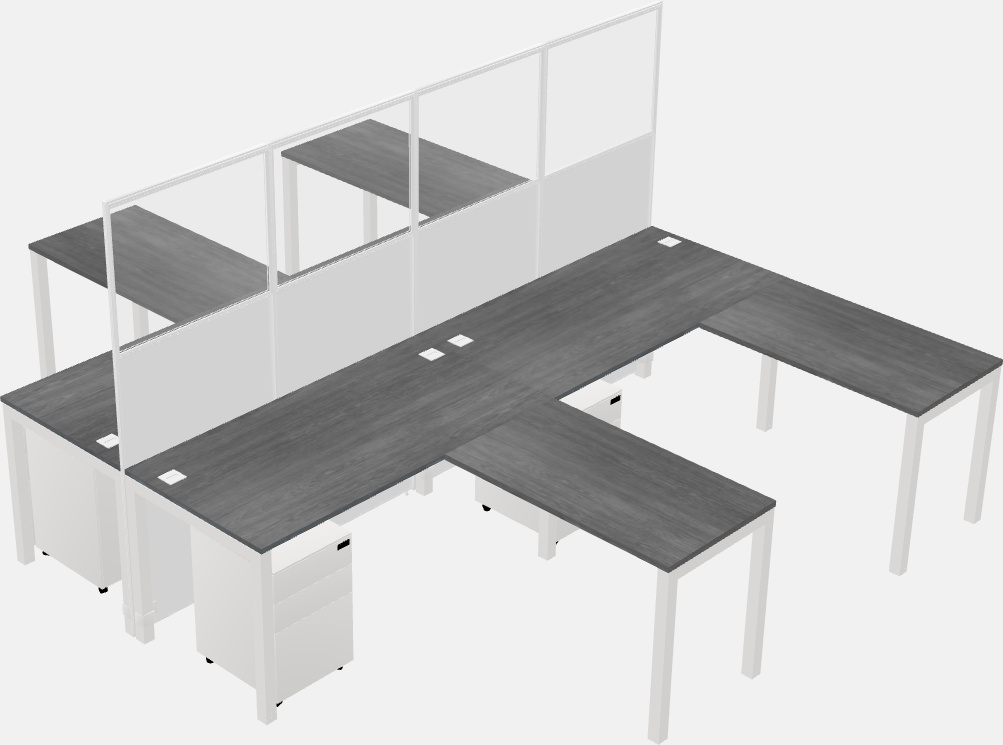 Nakabahaging l-shaped na cubicle