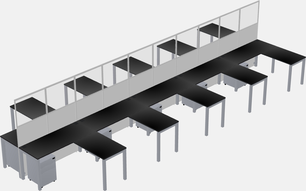 Shared l-shaped cubicle