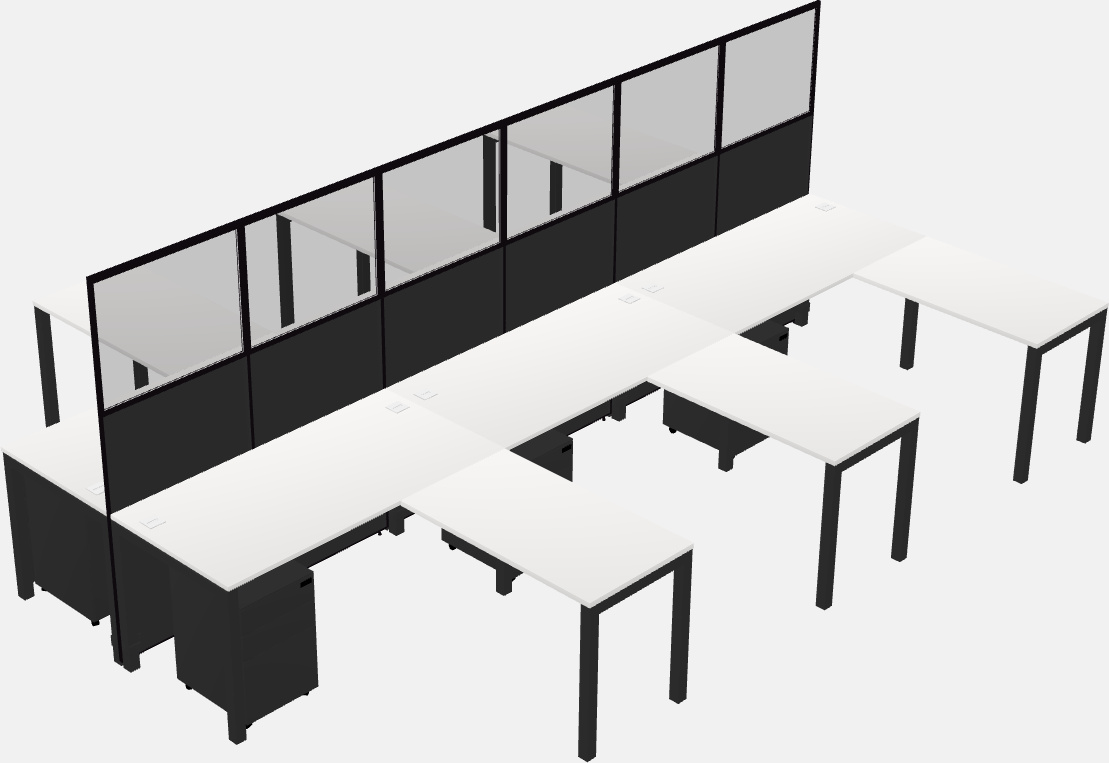 Nakabahaging l-shaped na cubicle