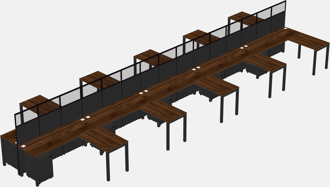 Shared l-shaped cubicle