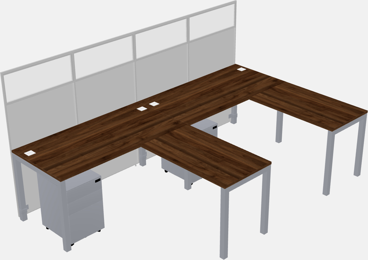 Nakabahaging l-shaped na cubicle