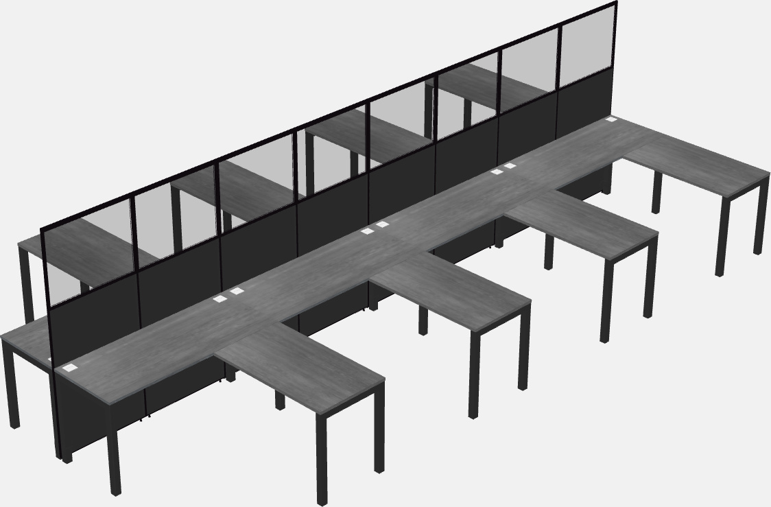 Cubículo compartido en forma de l