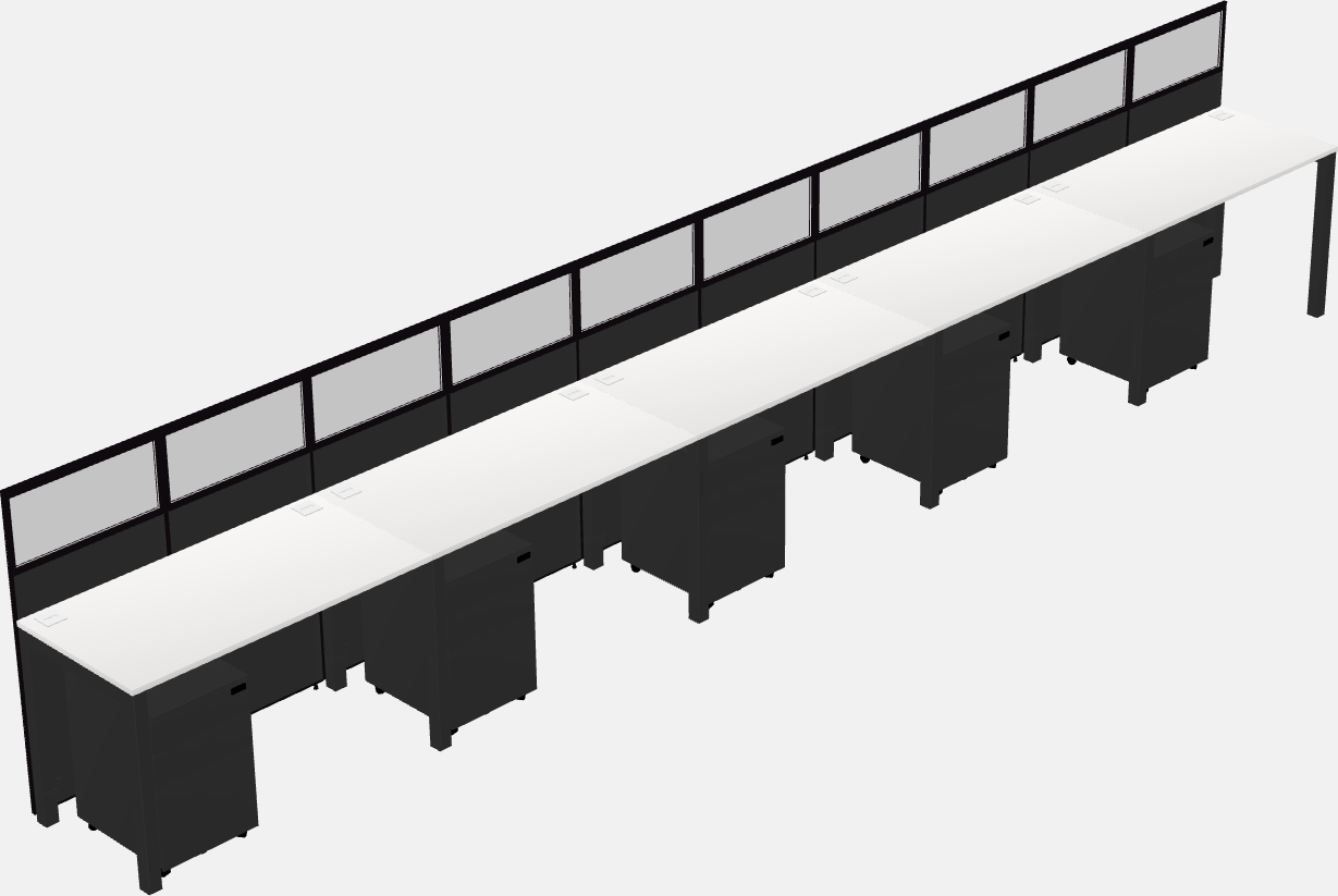 Cubículo rectangular compartido