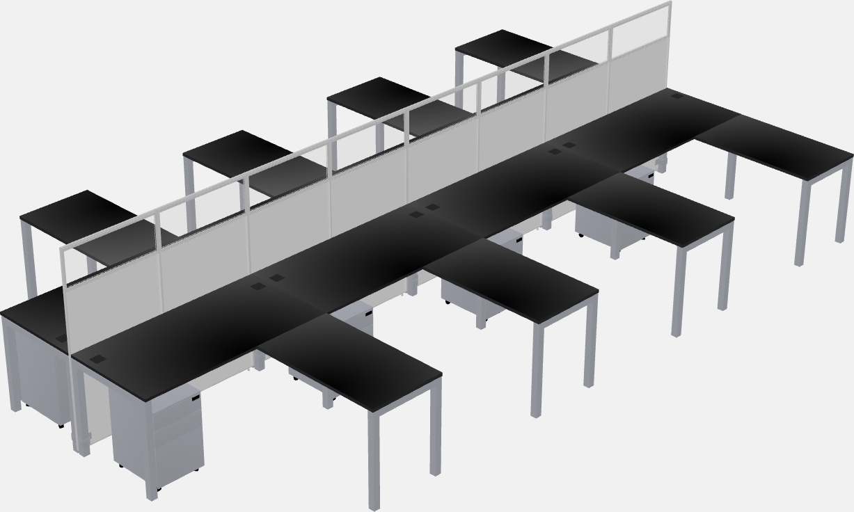 Shared l-shaped cubicle