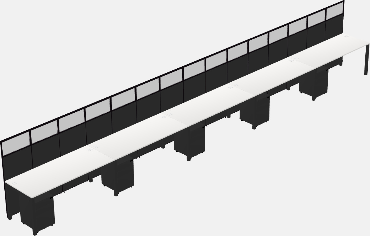 Cubículo rectangular compartido