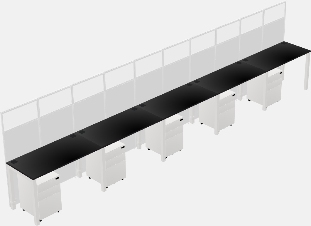 Cubículo rectangular compartido