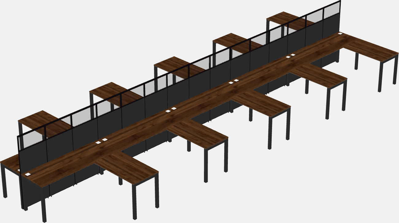 Shared l-shaped cubicle