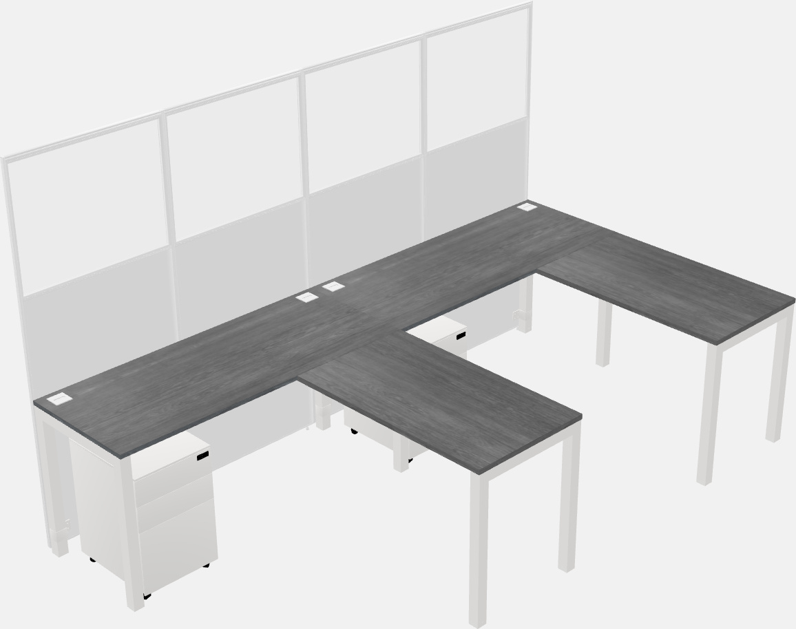 Nakabahaging l-shaped na cubicle