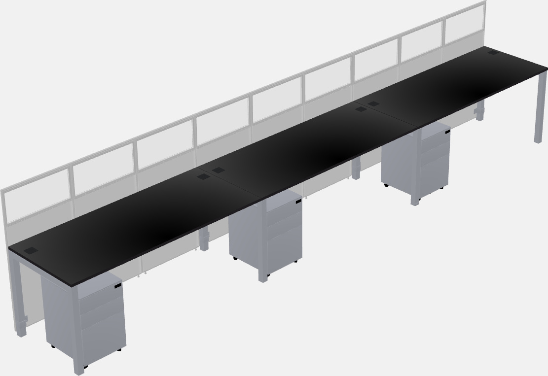 Cubículo rectangular compartido