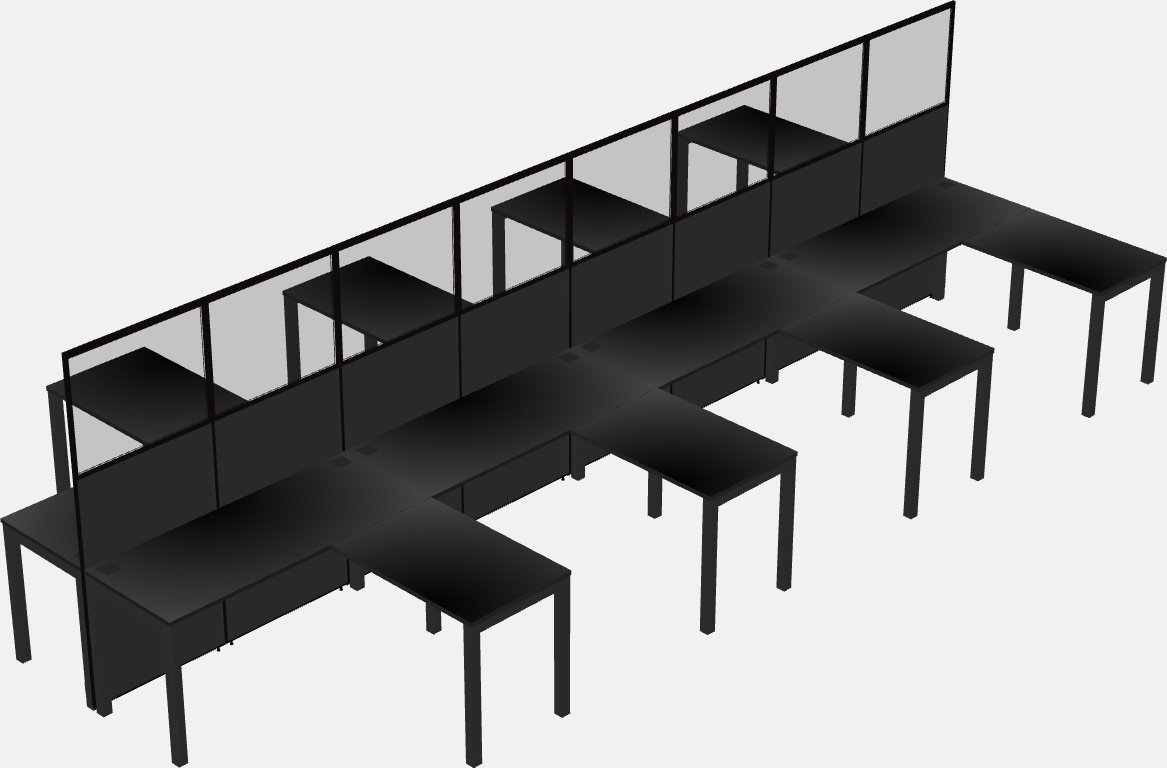 Nakabahaging l-shaped na cubicle