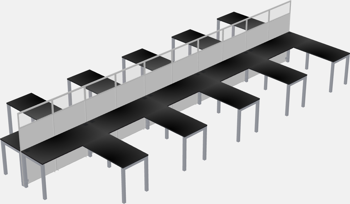 Shared l-shaped cubicle