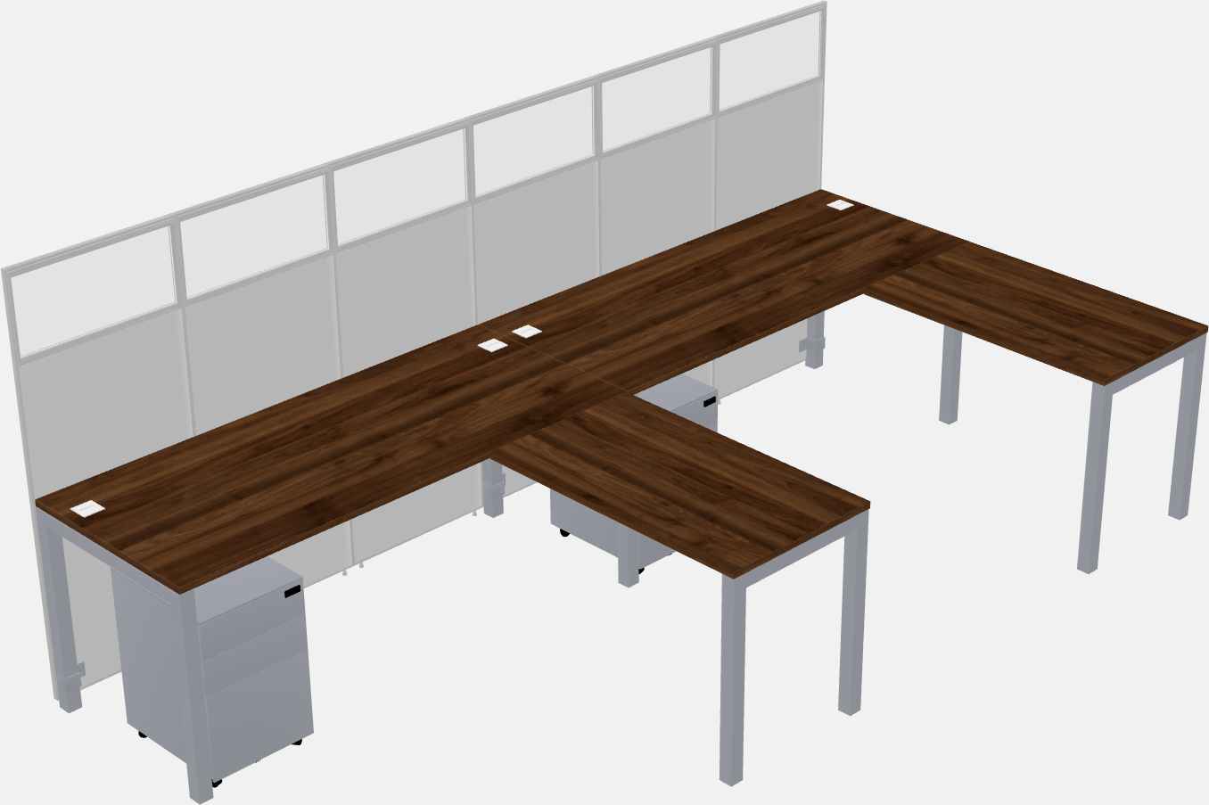 Nakabahaging l-shaped na cubicle