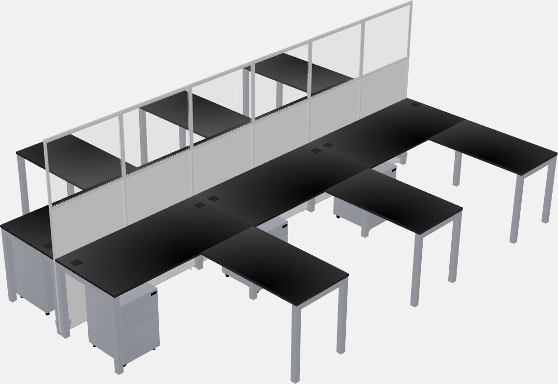 Nakabahaging l-shaped na cubicle