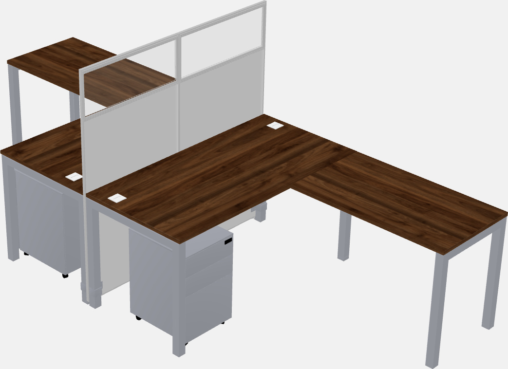 Nakabahaging l-shaped na cubicle