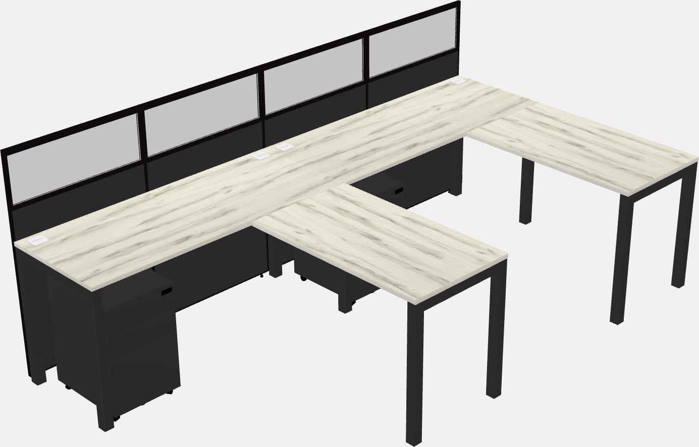 Shared l-shaped cubicle