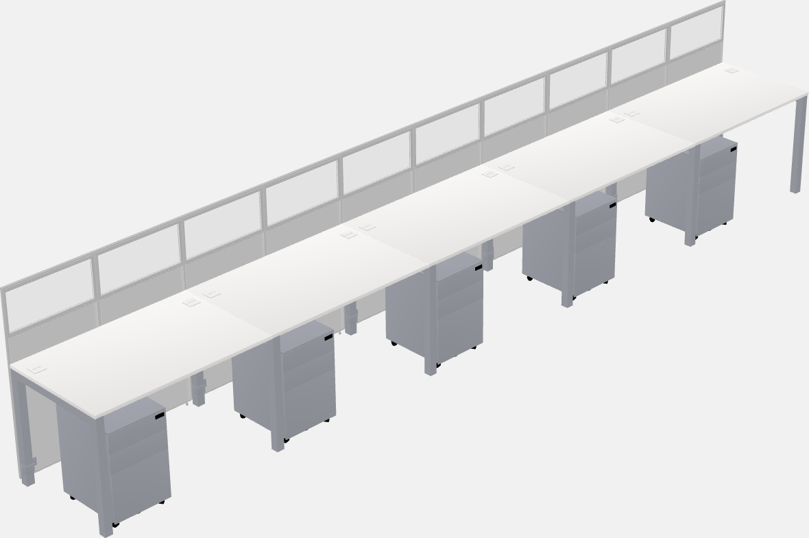 Cubículo rectangular compartido