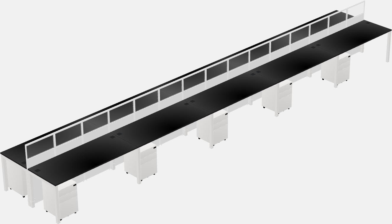 Cubículo rectangular compartido