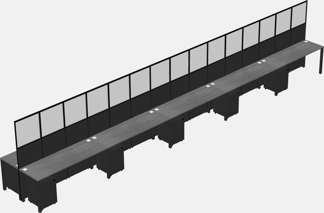 Cubículo rectangular compartido