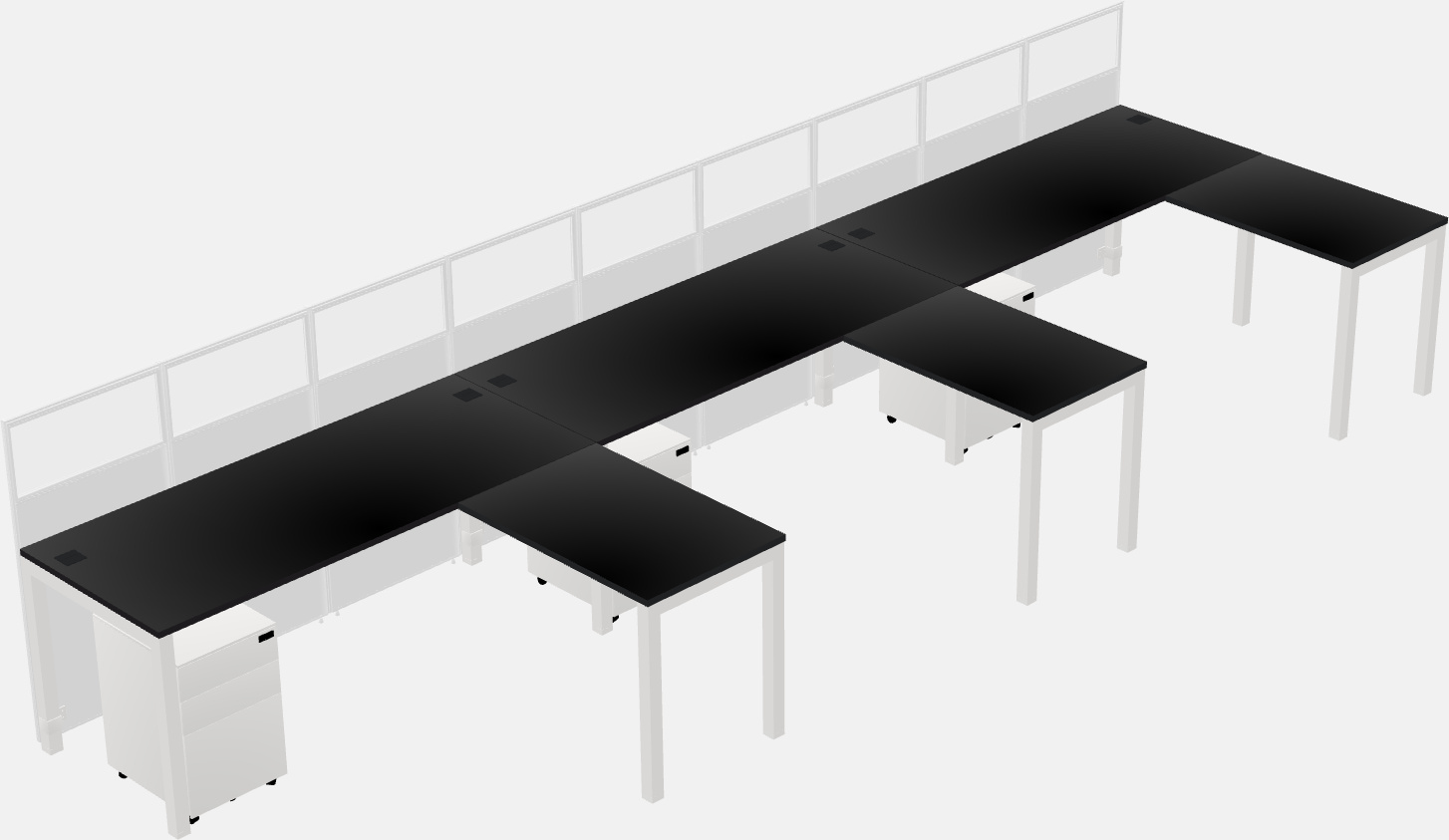 Shared l-shaped cubicle