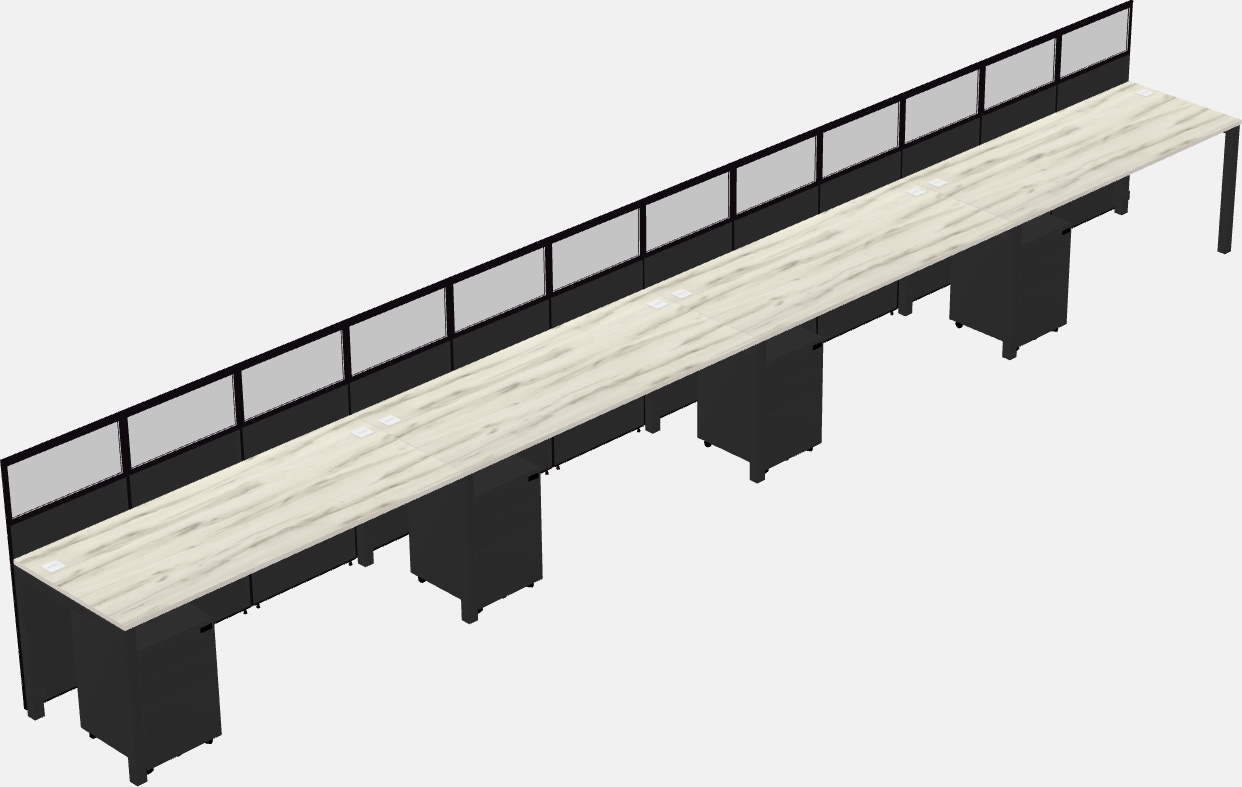 Cubículo rectangular compartido