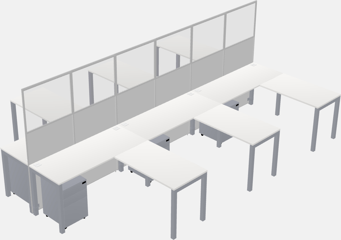 Nakabahaging l-shaped na cubicle