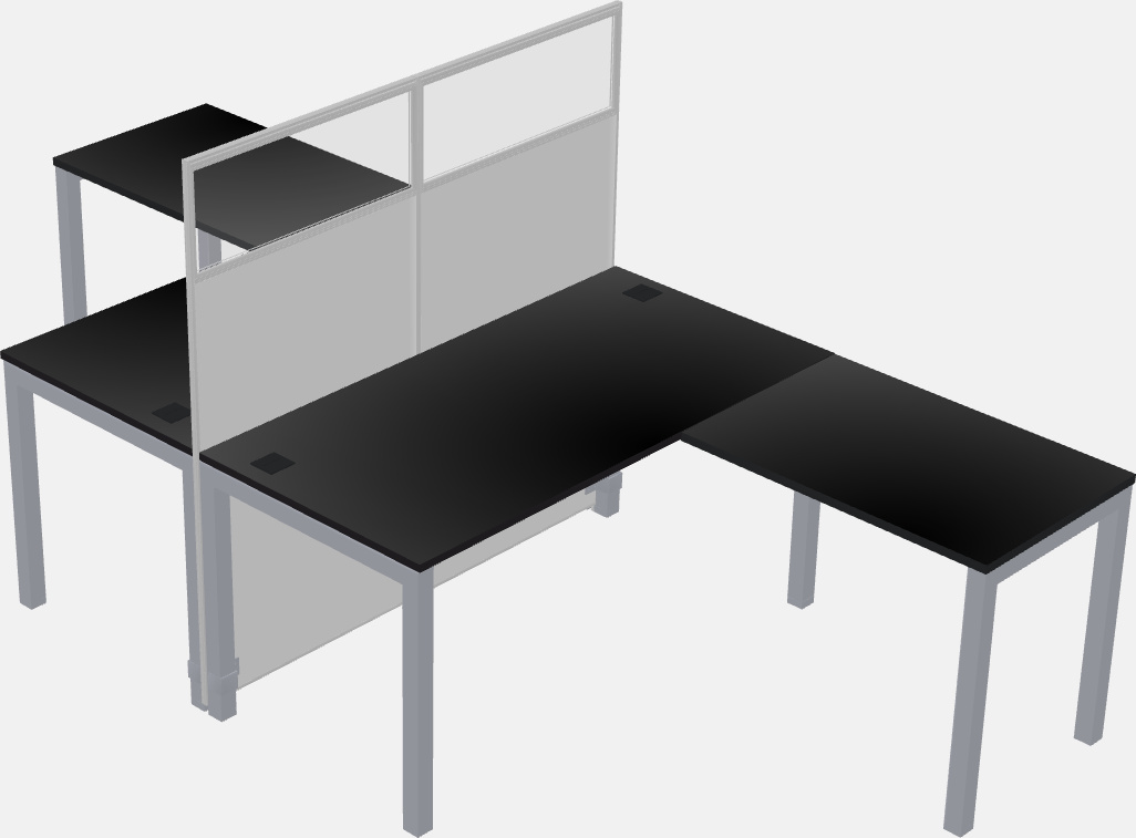 Nakabahaging l-shaped na cubicle