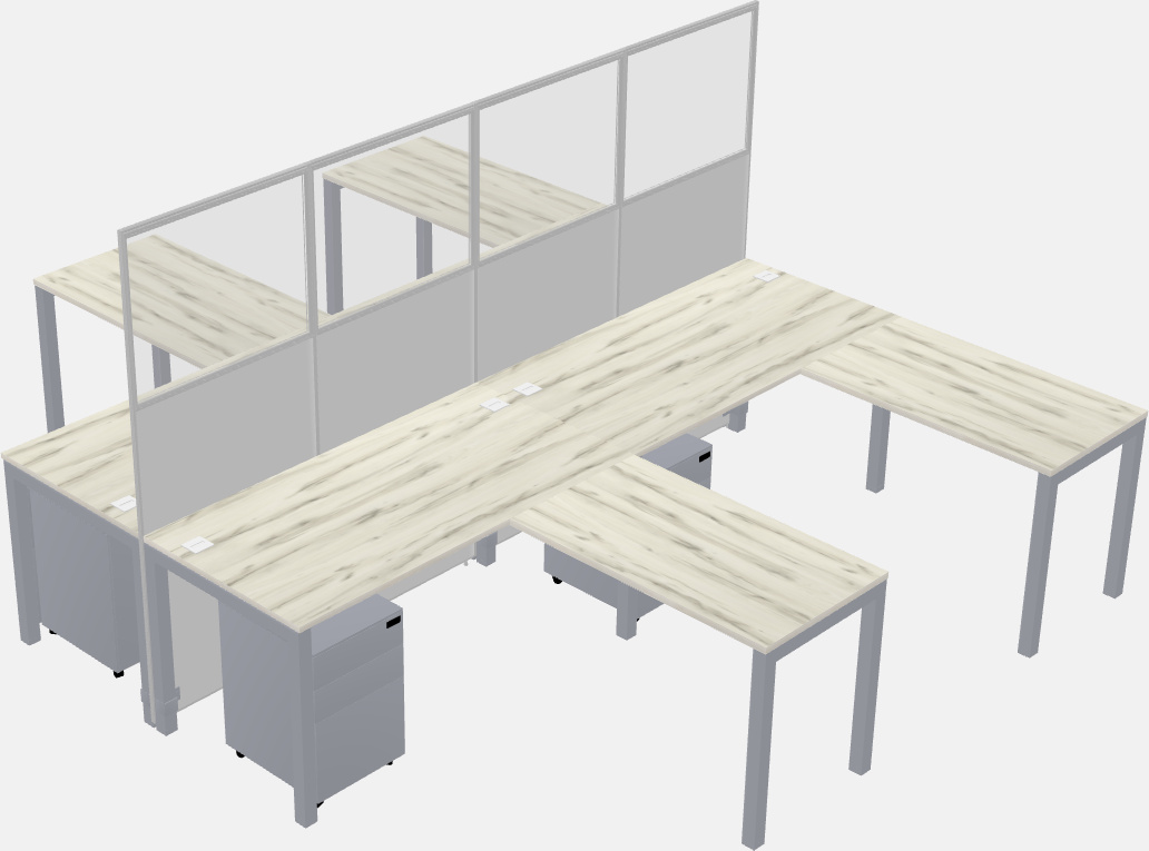 Nakabahaging l-shaped na cubicle