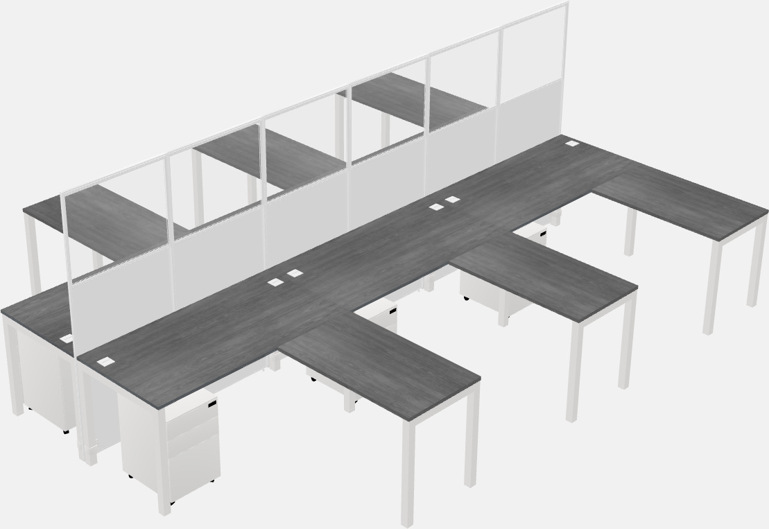 Cubículo compartido en forma de l