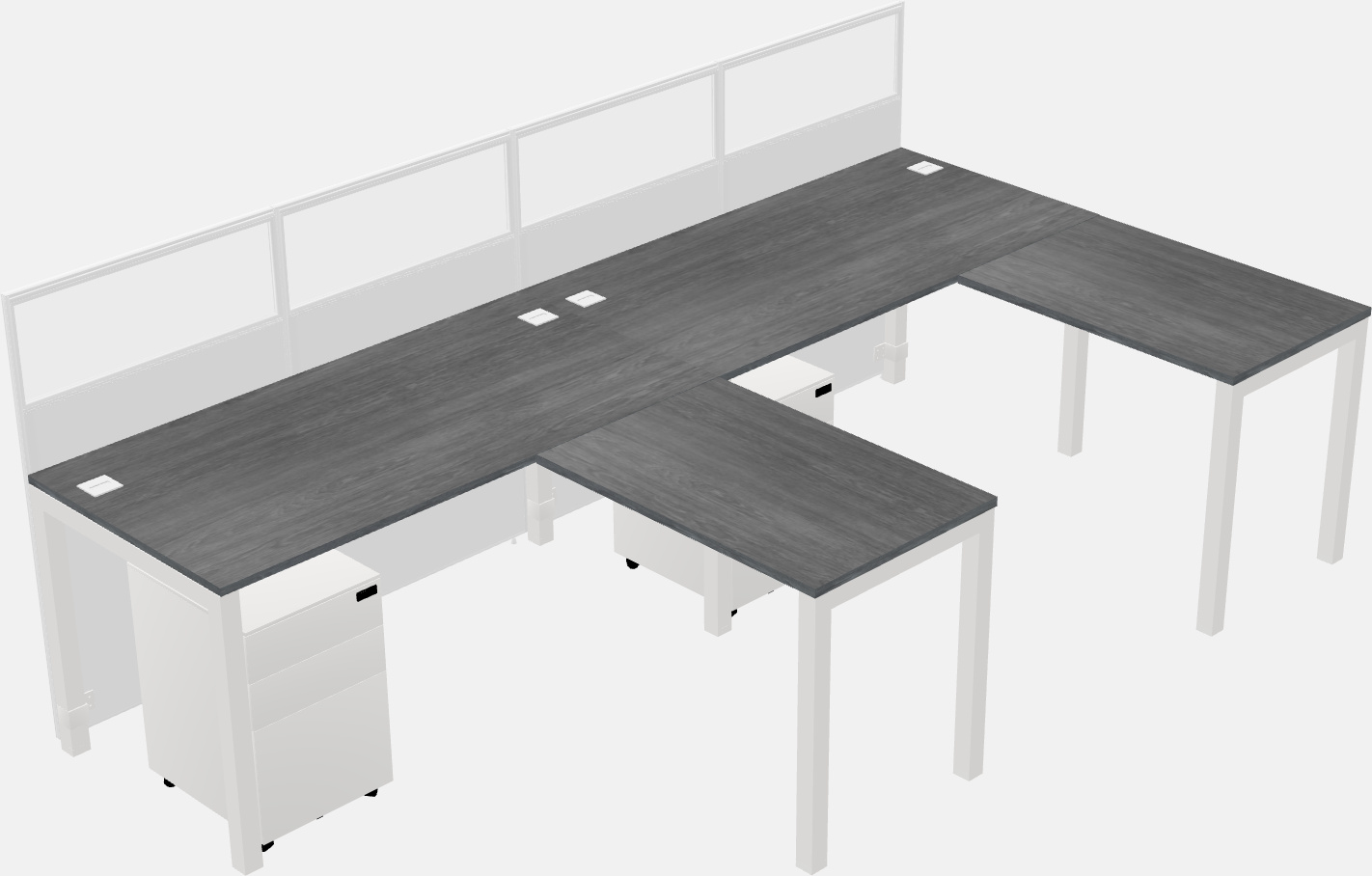 Shared l-shaped cubicle