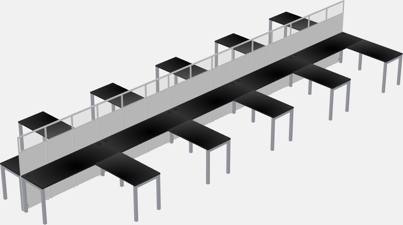 Shared l-shaped cubicle