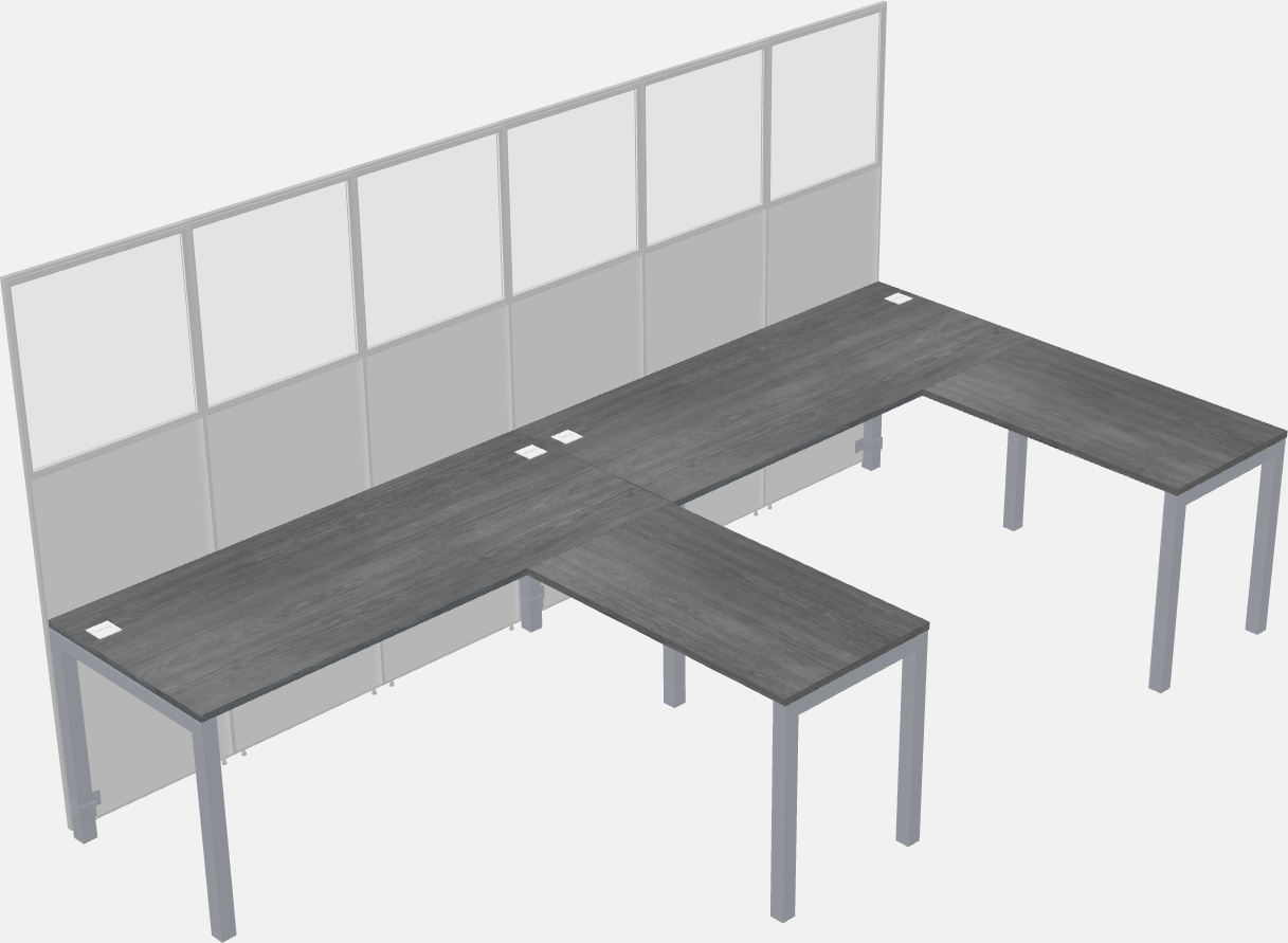 Nakabahaging l-shaped na cubicle