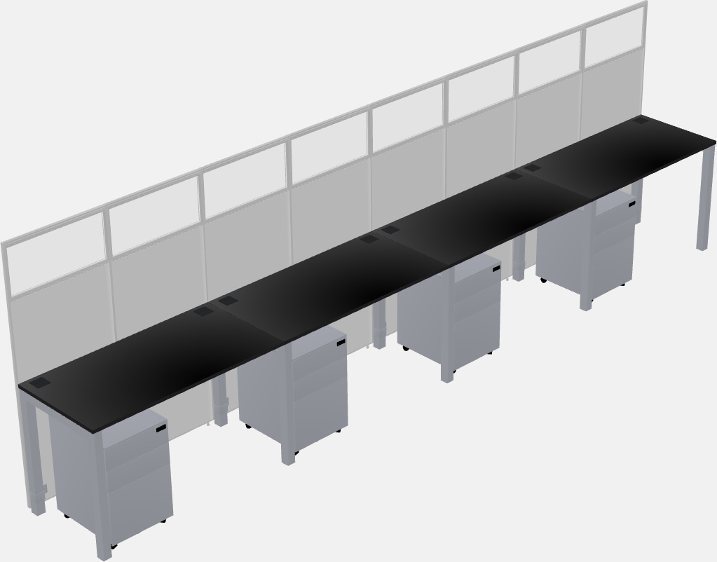 Cubículo rectangular compartido