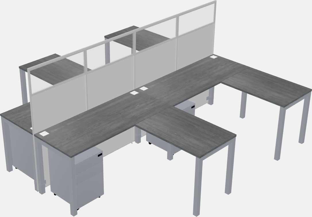 Nakabahaging l-shaped na cubicle