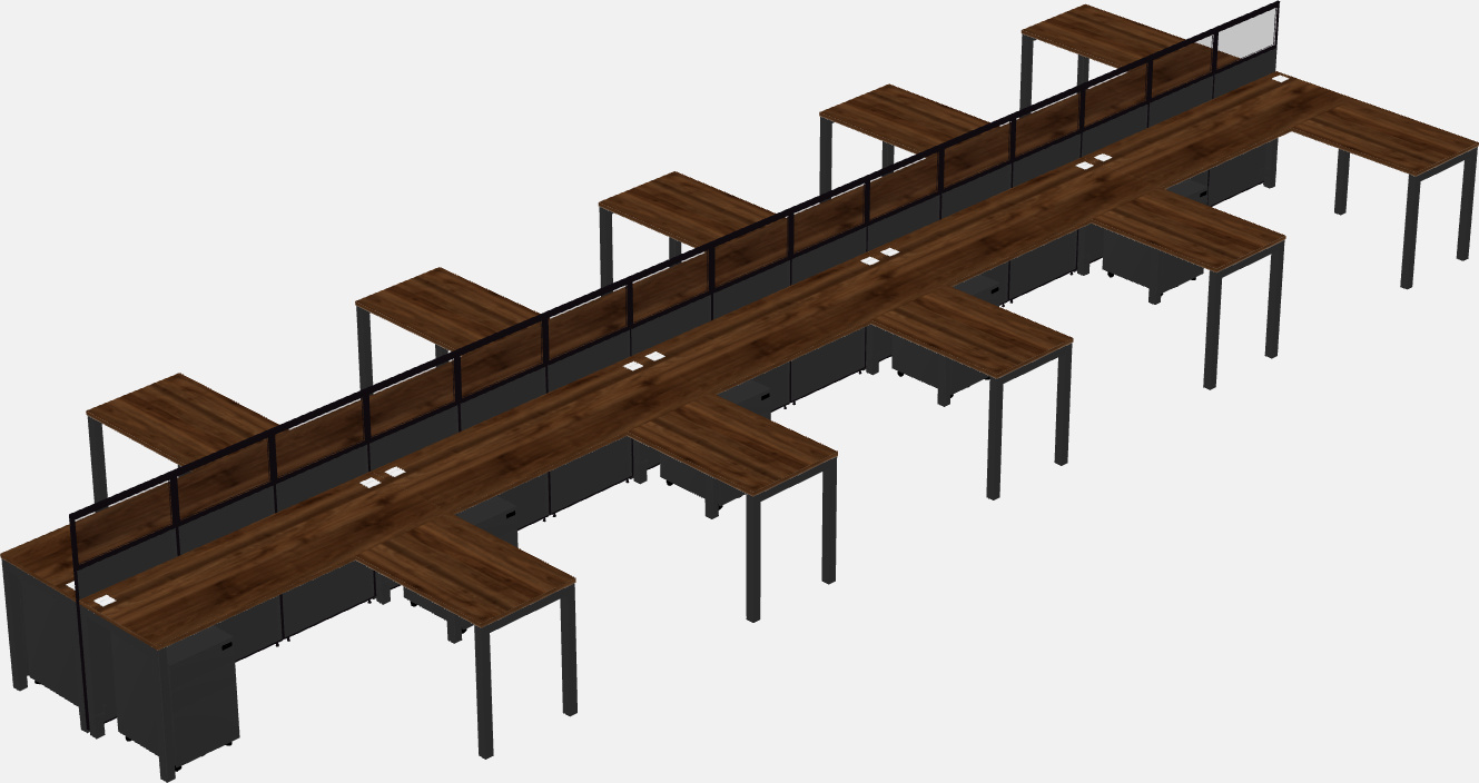 Shared l-shaped cubicle