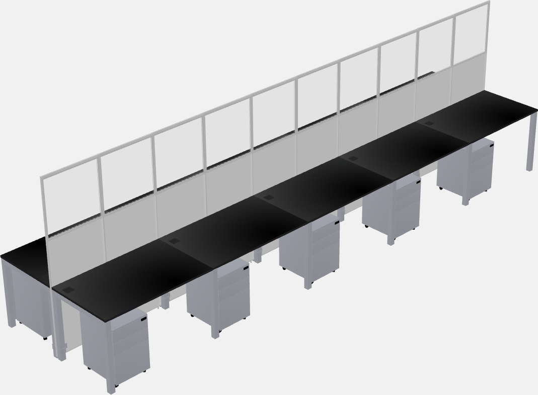 Cubículo rectangular compartido