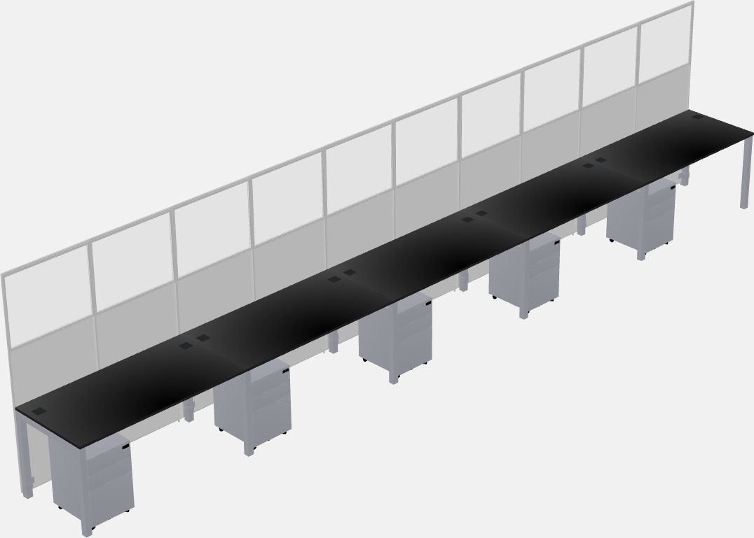 Cubículo rectangular compartido