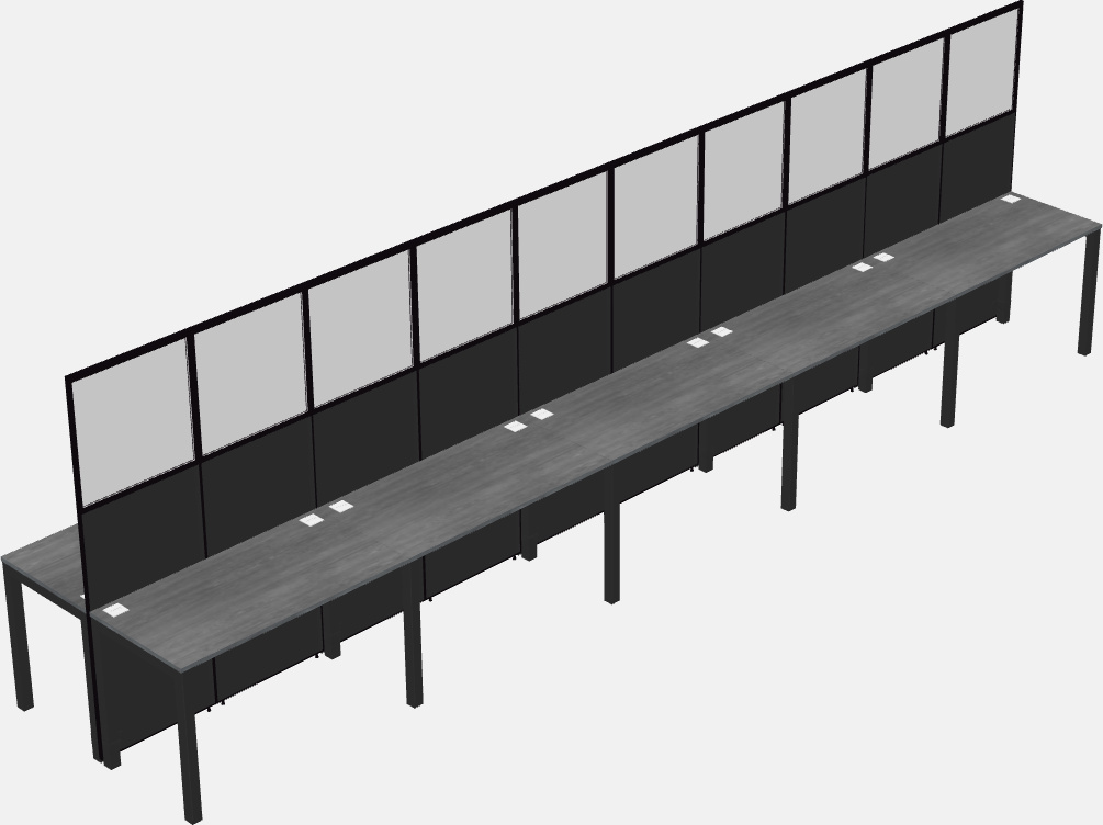 Cubículo rectangular compartido