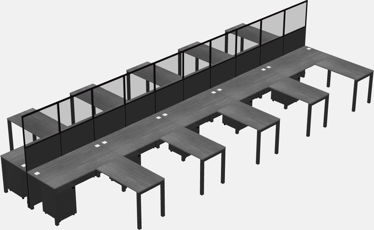 Shared l-shaped cubicle