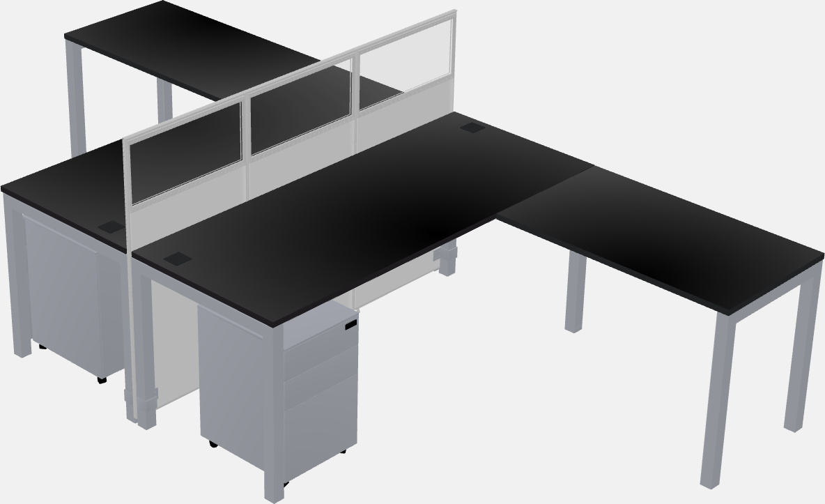 Shared l-shaped cubicle