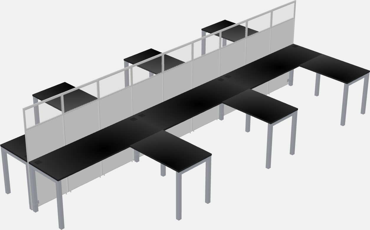 Nakabahaging l-shaped na cubicle