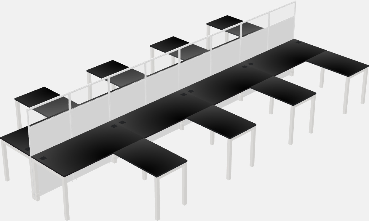 Nakabahaging l-shaped na cubicle