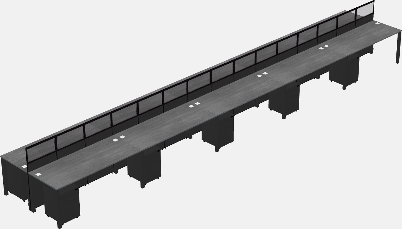 Cubículo rectangular compartido