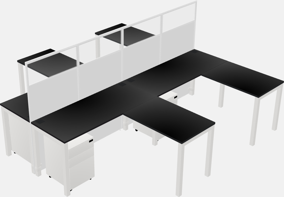 Nakabahaging l-shaped na cubicle