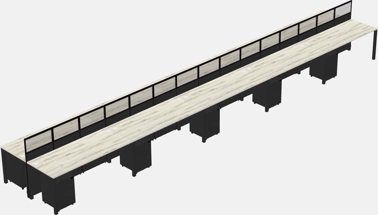 Cubículo rectangular compartido