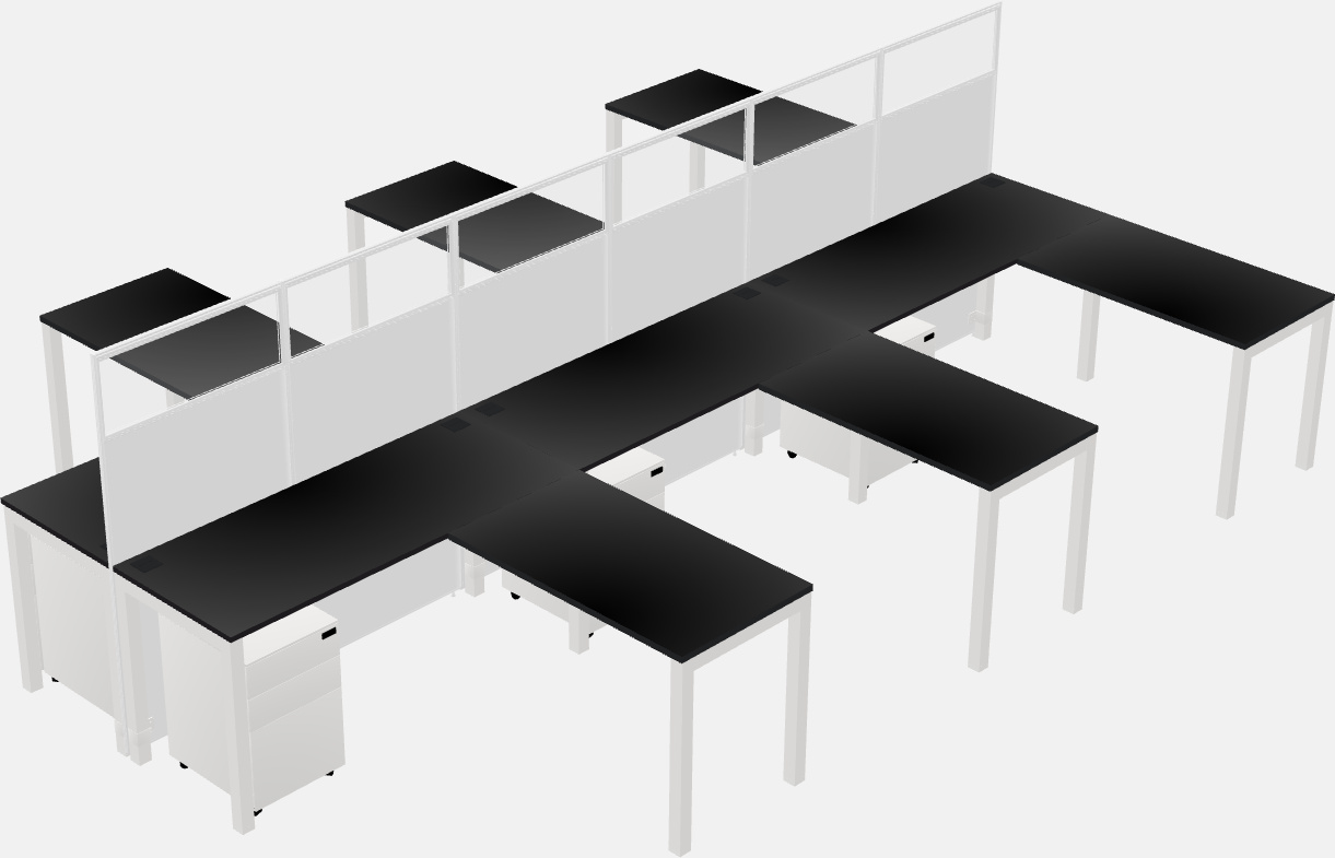 Nakabahaging l-shaped na cubicle