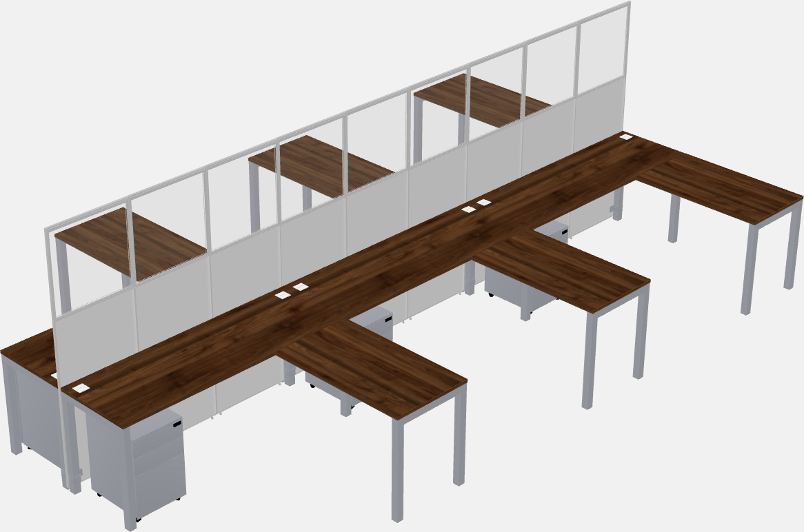 Nakabahaging l-shaped na cubicle