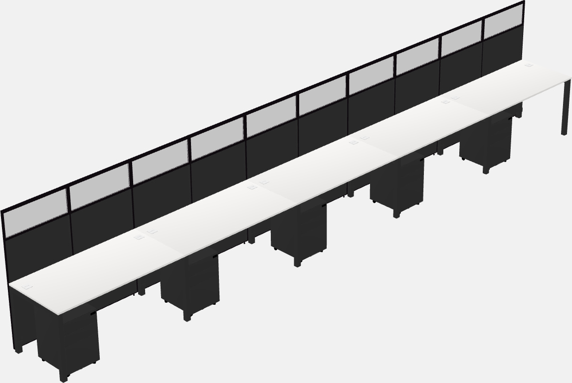 Cubículo rectangular compartido