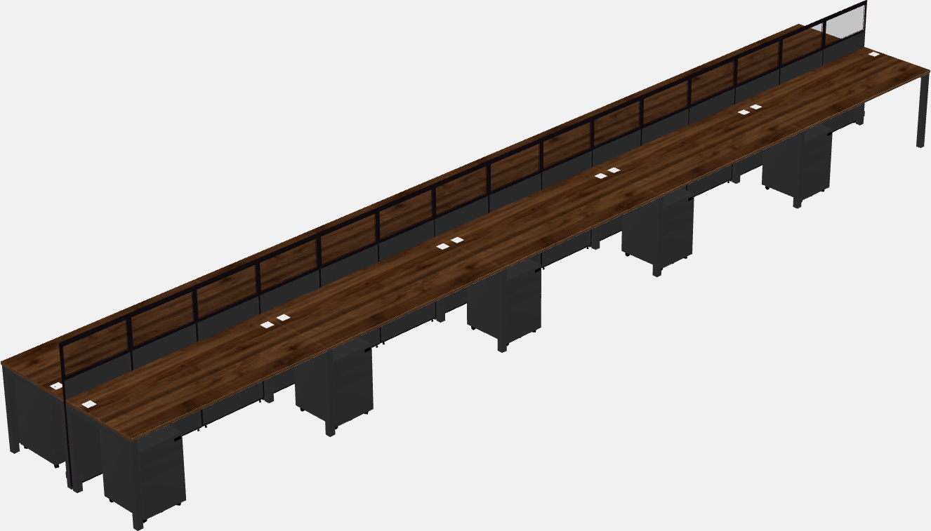 Cubículo rectangular compartido