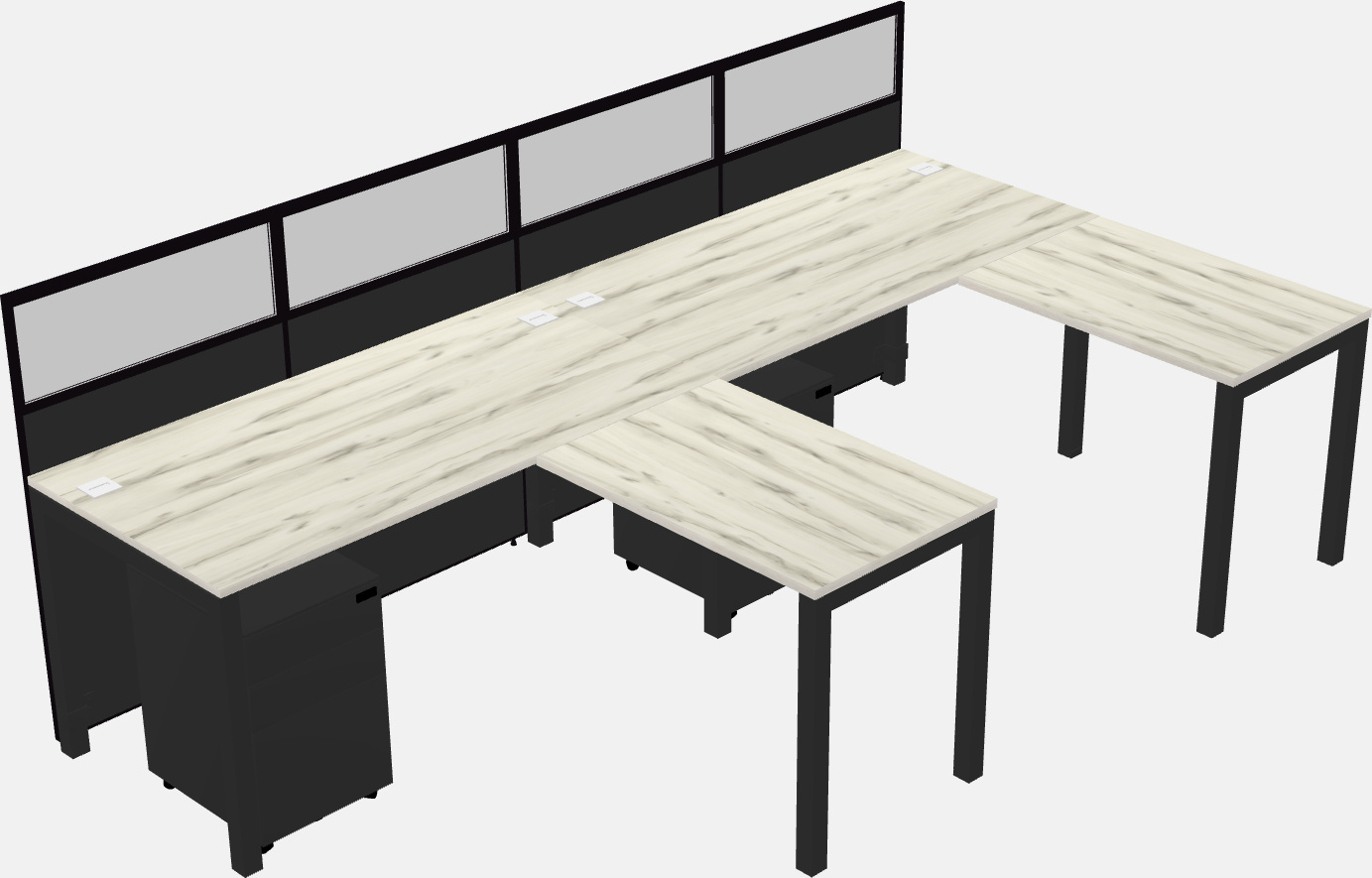 Shared l-shaped cubicle