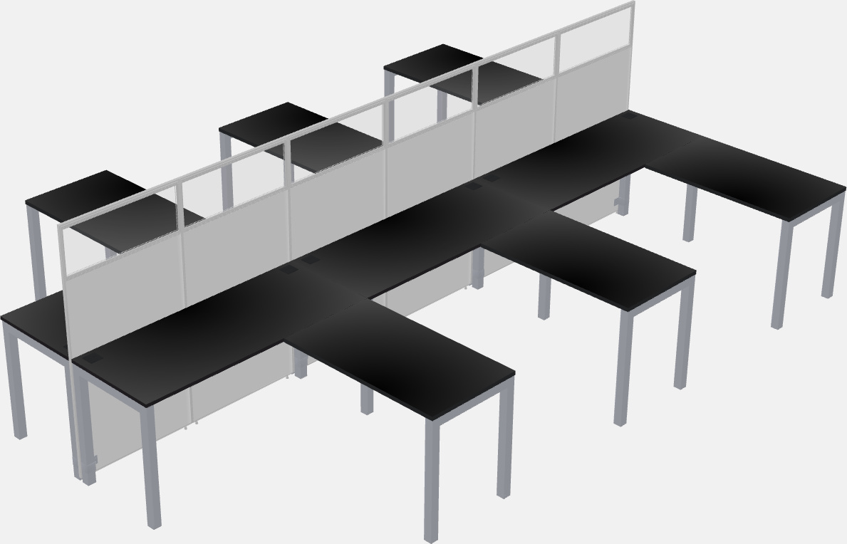 Nakabahaging l-shaped na cubicle